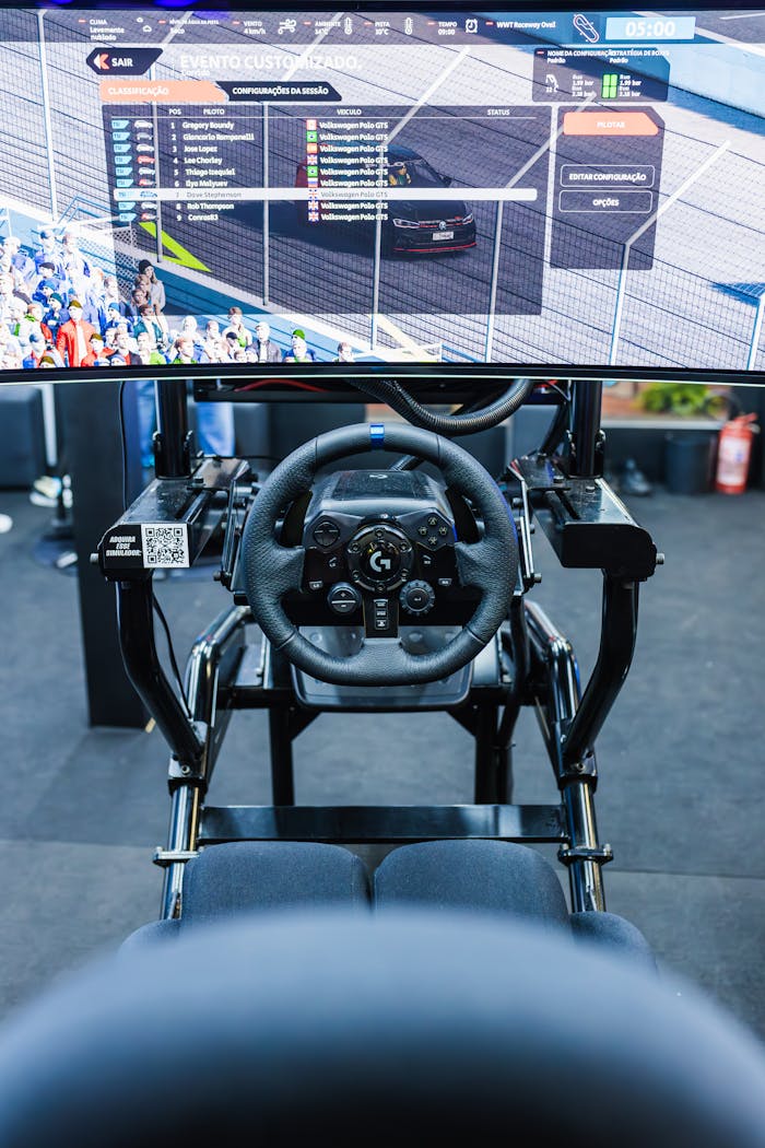 About Experience immersive racing with this advanced gaming simulator setup.